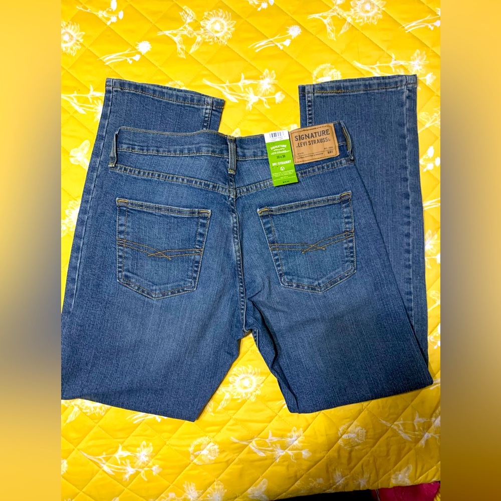 Levis Signature S51 Straight Mens Blue Denim Jeans 30 x 30 NWT - Picture 4 of 5